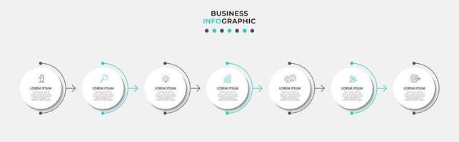 modelo de design de infográfico com ícones e 7 opções ou etapas vetor