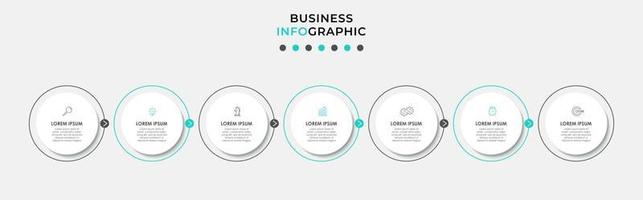 modelo de design de infográfico com ícones e 7 opções ou etapas vetor