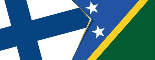 Finlândia e Salomão ilhas bandeiras, dois vetor bandeiras.