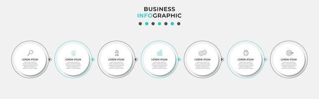 modelo de design de infográfico com ícones e 7 opções ou etapas vetor