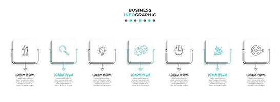 modelo de design de infográfico com ícones e 7 opções ou etapas vetor