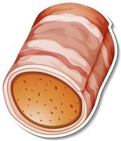 um adesivo de salsicha embrulhado em bacon no fundo branco vetor