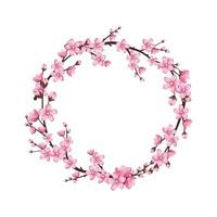 coroa de flores de cerejeira. flores rosa sakura fofas vetor