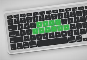Letras no teclado formam uma palavra, ilustração vetorial vetor