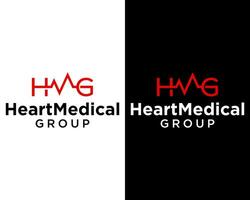 hmg cartas monograma batimento cardiaco logotipo Projeto. vetor