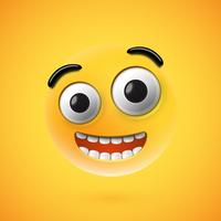 Emoticon feliz altamente detalhado, ilustração vetorial vetor