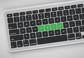 Letras no teclado formam uma palavra, ilustração vetorial vetor