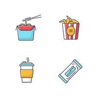 conjunto de ícones de cores rgb de comida para viagem vetor