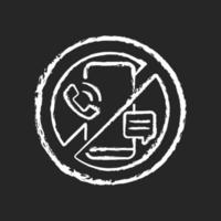 ícone de giz branco de desintoxicação digital em fundo escuro vetor