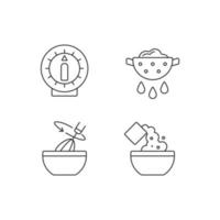 conjunto de ícones lineares de preparação de alimentos vetor