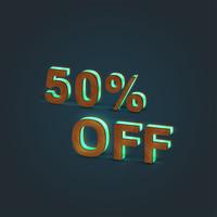 &#39;50% off &#39;- ilustração realista de uma palavra feita por madeira e vidro brilhante, vetor