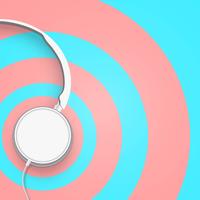 3D realista dividiu fones de ouvido coloridos círculo pastel com fios