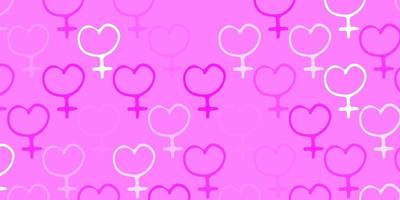 pano de fundo vector rosa claro com símbolos de poder da mulher.
