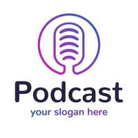 podcast logotipo esboço estilo cor gradiente isolado vetor