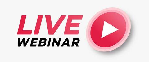 webinar viver emblema com botão isolado vetor