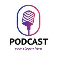 podcast logotipo esboço estilo cor gradiente isolado vetor