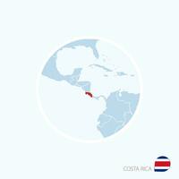 mapa ícone do costa rica. azul mapa do central América com em destaque costa rica dentro vermelho cor. vetor