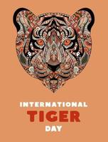 dia internacional do tigre, 29 de julho. ilustração vetorial. vetor