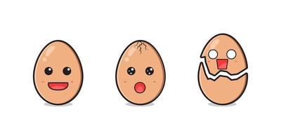 ilustração do ícone dos desenhos animados do conjunto de caracteres do ovo fofo vetor