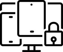 ícone de linha para segurança de vários dispositivos vetor