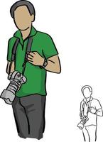 fotógrafo masculino segurando vetor de câmera dslr