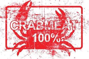 caranguejo de carne 100 por cento - carimbo sujo de borracha vermelha vetor