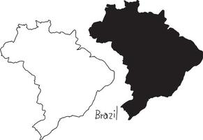 contorno e mapa da silhueta do brasil - ilustração vetorial vetor