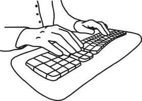 mãos sem unhas no teclado do computador - vetor