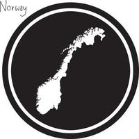 ilustração vetorial mapa branco da noruega no círculo preto vetor