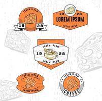 conjunto de logotipo vintage com ícone de queijo para bar café vetor