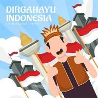 celebração do dia da independência da indonésia em 17 de agosto. vetor