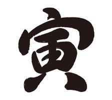 ano do logotipo do kanji do tigre. tradução de texto - o tigre. vetor