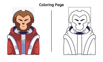 macaco fofo com página para colorir vetor