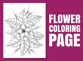 página para colorir de flores. página de livro para colorir para adultos e crianças. vetor