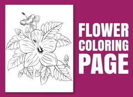 página para colorir de flores. página de livro para colorir para adultos e crianças. vetor