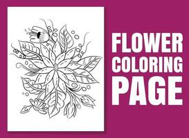 página para colorir de flores. livro de colorir para adultos e crianças vetor