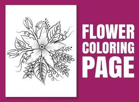 página para colorir de flores. livro de colorir para adultos e crianças vetor