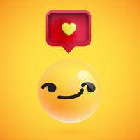 Emoticon altamente detalhado com um sinal de coração, ilustração vetorial vetor