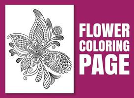 página para colorir de flores. livro de colorir para adultos e crianças vetor