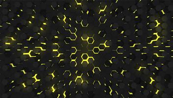 Fundo de tecnologia de hexágono 3D amarelo, ilustração vetorial vetor