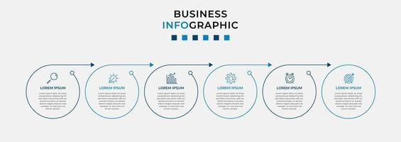 modelo de negócios de design de infográfico com ícones e 6 opções ou etapas vetor