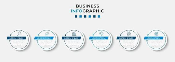 modelo de negócios de design de infográfico com ícones e 6 opções ou etapas vetor