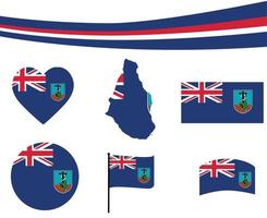 mapa da bandeira de montserrat fita coração ícones ilustração vetorial resumo vetor