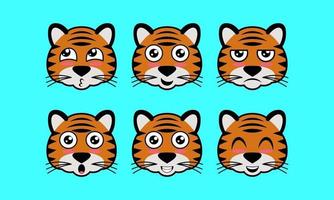 vetor de logotipo de expressão de rosto de animal fofo, animal de estimação, ícone de tigre