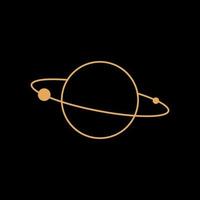 ícone da arte em linha do planeta saturno ouro vetor