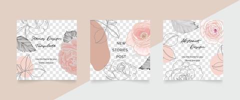 modelo de capa rosa. convite floral e vetor de design de cartão.