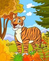 vetor ilustração do floresta e tigre