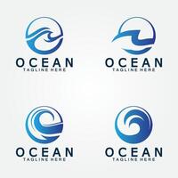 ondulado azul oceano água carta o oceano onda logotipo Projeto vetor