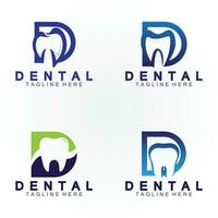 inicial d carta com dental ícone em forma dentro vetor logotipo Projeto ilustração adequado para dental saúde, clínica dentista, dental Cuidado.