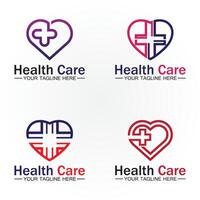saúde Cuidado ou médico coração logotipo Projeto modelo vetor